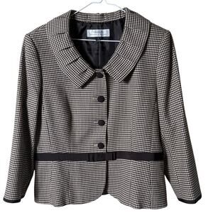 Tahari Arthur S. Levine Houndstooth Blazer SZ 12 Country Heritage Balmoral Girly